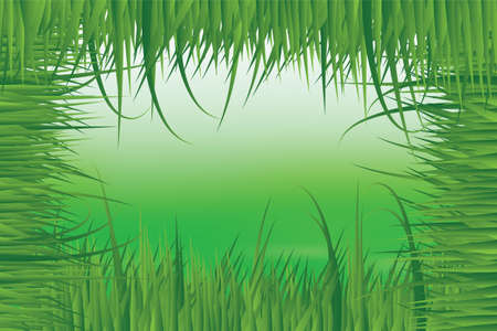Green summer meadow in fresh grass frame abstractのイラスト素材