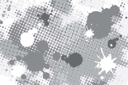 halftone black and white spot grunge backgroundのイラスト素材