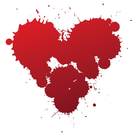 Red splashing blood drops heart symbol, vector illustartion.のイラスト素材