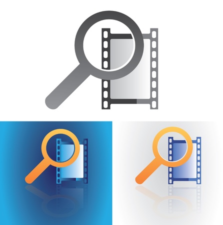 Film frame with magnifier glass symbol as web search media metaphor vector illustration.のイラスト素材