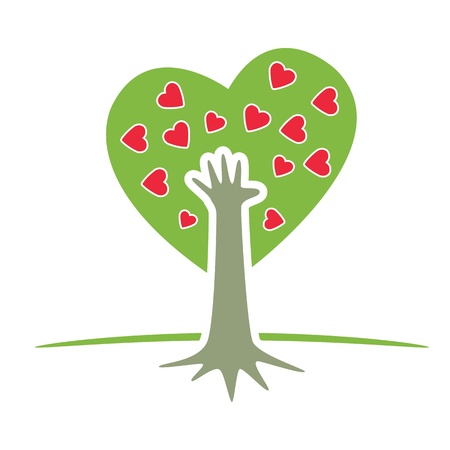 Symbolic Tree with Hand and Hearts  のイラスト素材