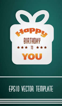 Vector illustration of happy birthday present box on dark background as template with place for your text.のイラスト素材