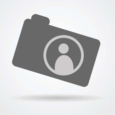 Camera web icon with human symbol inside as photography concept vector illustration.のイラスト素材