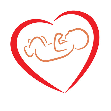 heart and newborn baby as parent love symbol vector illustrationのイラスト素材