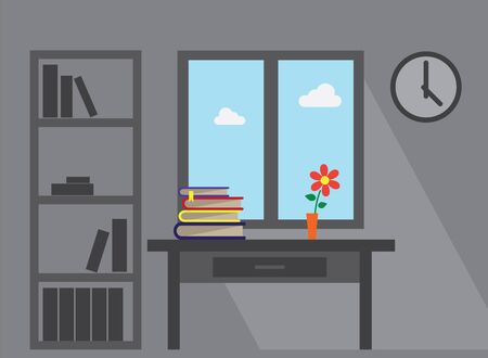 flat illustration of the interior of a room with furnitureのイラスト素材