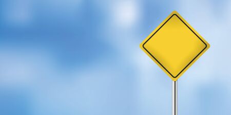 warning sign over blue sky left copyspace background vector illustrationのイラスト素材