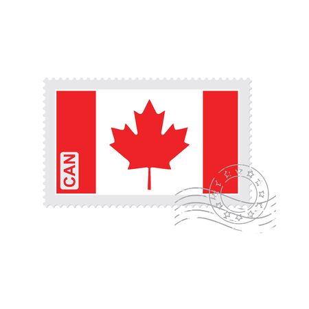 Canada flag old postage stamp isolated on white vector illustrationのイラスト素材