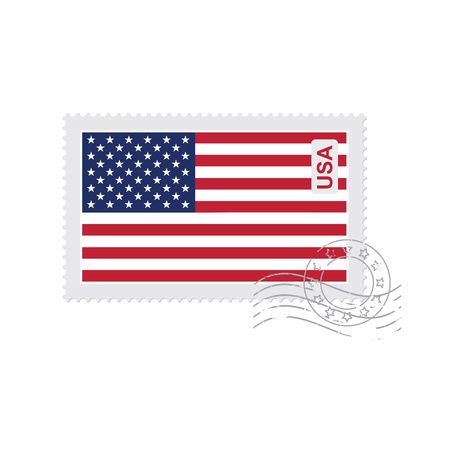 us flag old postage stamp isolated on white vector illustrationのイラスト素材