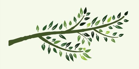 tree branch with green leaves summer vector designのイラスト素材