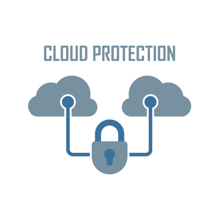 cloud and lock symbols as computing cloud storage data protection vector illustrationのイラスト素材