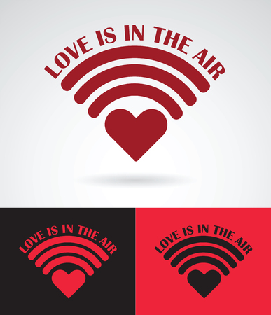 heart symbol as wireless connection with love is in the air slogan love concept vector design illustrationのイラスト素材