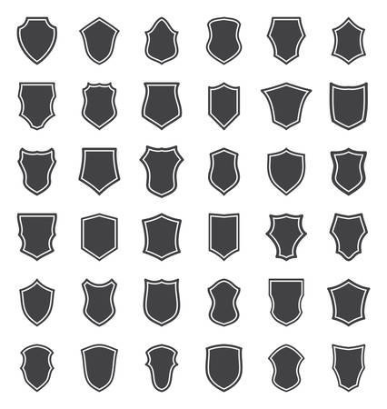 set of black shields icon elements protection vector illustrationのイラスト素材