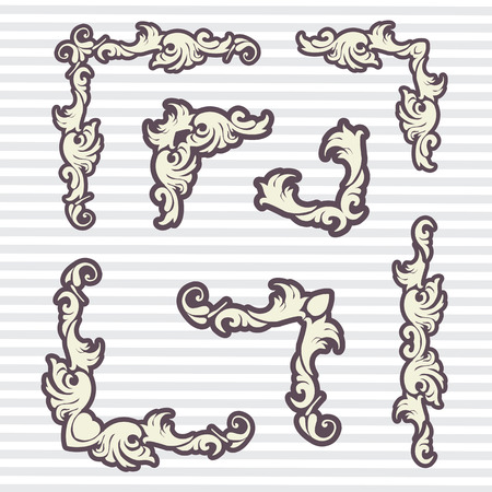 vintage design elements vector border setのイラスト素材