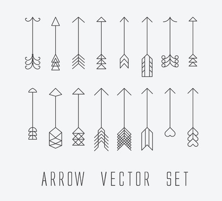 vintage style outlined arrow vector setのイラスト素材