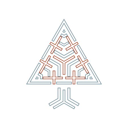 triangle tree sign with crosses abstract religion symbol  illustrationのイラスト素材
