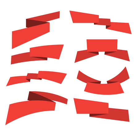red ribbon set web design elements illustrationのイラスト素材