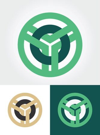 abstract overlaped circled emblem illustrationのイラスト素材