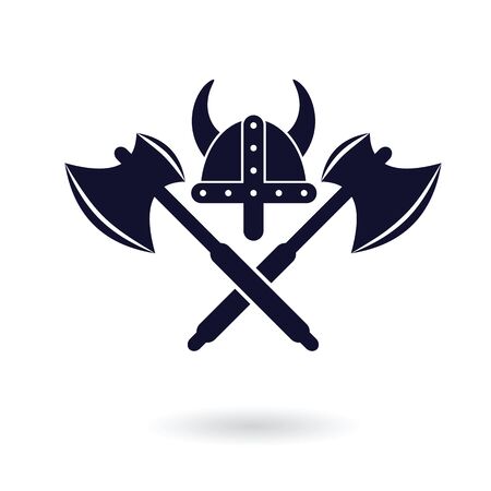 viking helmet with crossed swords viking vector illustrationのイラスト素材
