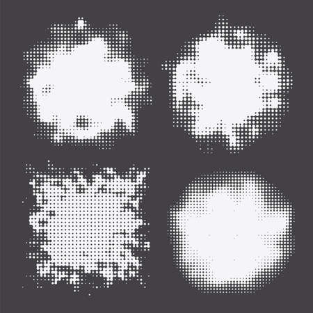bright halftone set on dark background abstract vector illustrationのイラスト素材