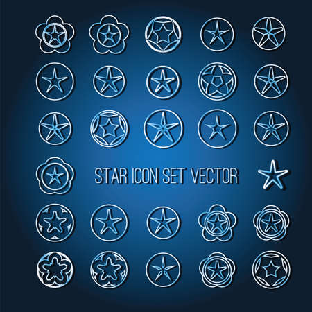 bright star icon set on dark blue background vector illustrationのイラスト素材