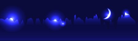 moon skyline futuristic abstract horizontal vector backgroundのイラスト素材