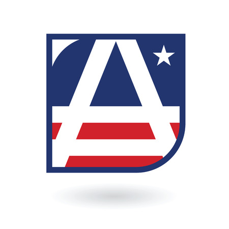 letter A  emblem in American flag style abstract vector illustrationのイラスト素材