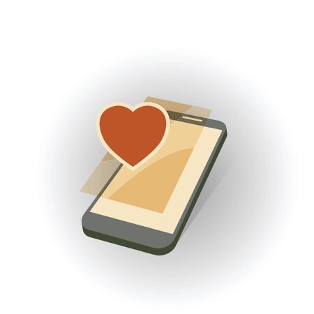 mobile gadget with heart love symbol abstract vector illustrationのイラスト素材