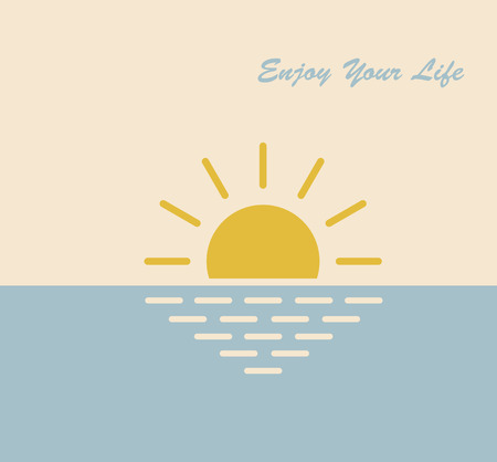 sun sea nature enjoying vector symbol illustrationのイラスト素材