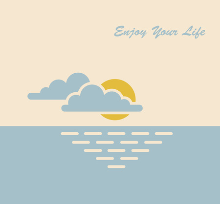 sun sea clouds nature enjoying vector symbol illustrationのイラスト素材