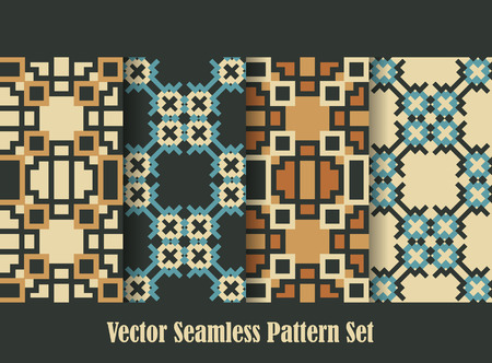 retro squares ornament backgrounds seamless patterns collection for wallpaper and backdropsのイラスト素材