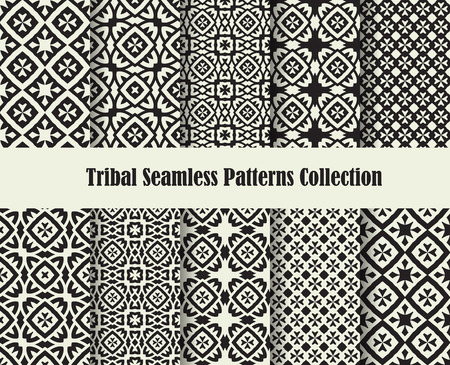 tribal cross ornament patterns collection to make seamless wallpaper or backgroundのイラスト素材