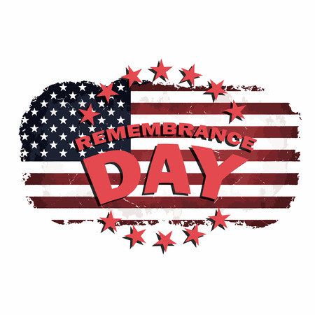 us grunge style flag with remembrance day text vector illustrationのイラスト素材