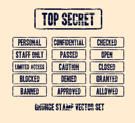 top secret grunge stamp vector set on bright backgroundのイラスト素材