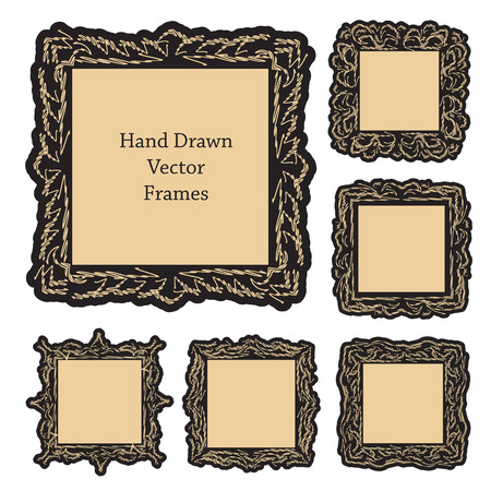 hand drawn art frames abstract vector illustrationのイラスト素材