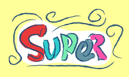 text super cartoon hand drawn work abstract vector illustrationのイラスト素材