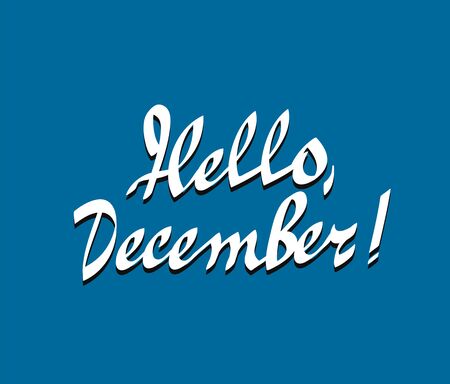 hello december hand drawn calligraphy lettering vector illustrationのイラスト素材