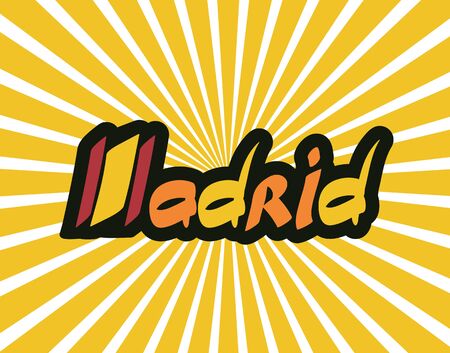 Madrid hand lettering text abstract vector illustrationのイラスト素材