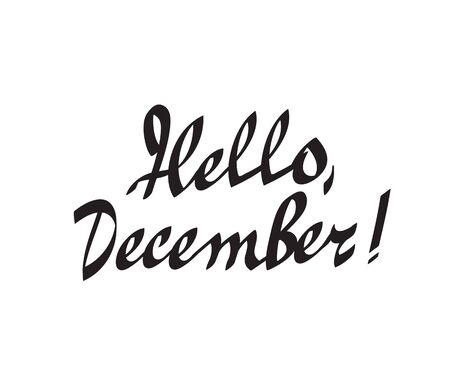 hello december hand drawn calligraphy lettering vector illustrationのイラスト素材