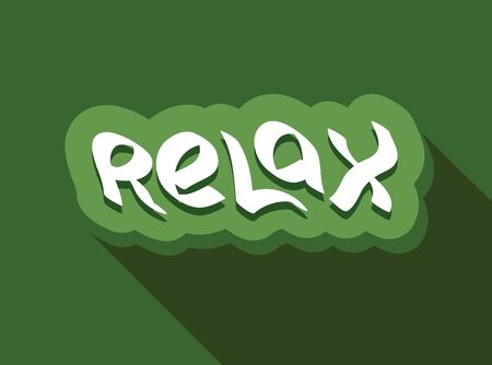 Relax text hand drawn lettering. Relaxation message label. Word vector illustration.のイラスト素材