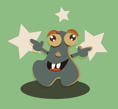 Funny cartoon cute  monster character superのイラスト素材