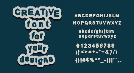 English alphabet letter set. Creative font all glyphs. uppercase and lowercase characters with numbers and special symbols. Vector illustration.のイラスト素材