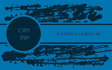 Drop paint blob design. Grunge vector background. Splatter blue paint. Horizontal wallpaper template.のイラスト素材