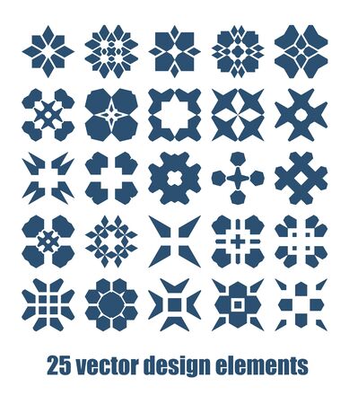 Design elements set. Abstract vector symbols collection. Graaphic geometric shape with star, square, cross and lines elements.のイラスト素材