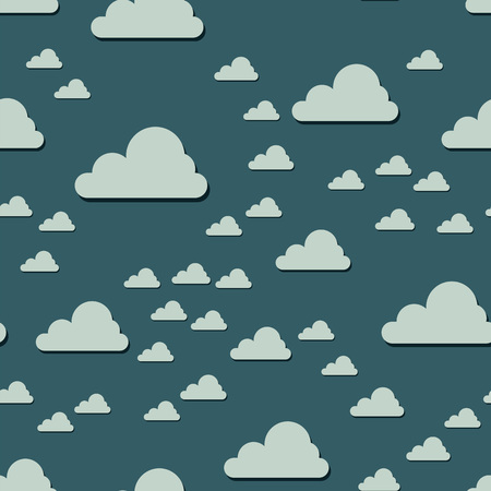Clouds seamless pattern. Vector illustration. Abstract cartoon cloudscape decorative background. Cloud repetition endless scrapbook template.のイラスト素材