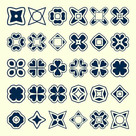 Set of creative original design elements. Vector illustration. Suits for unique swatches creation. Beautiful decor symbols collection.のイラスト素材