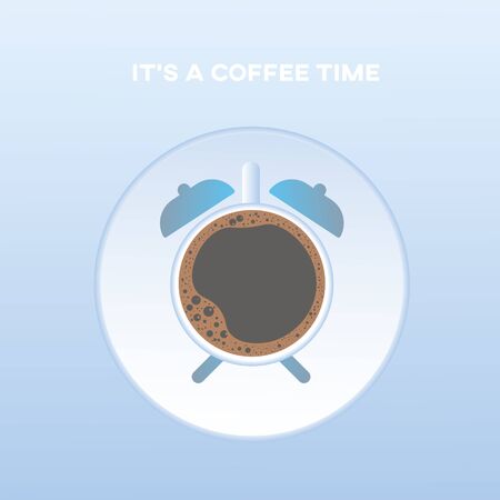 Coffee cup alarm clock symbol wake up symbol vector illustrationのイラスト素材