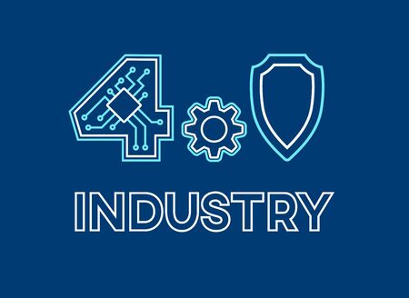 Modern industrial manufacturing concept Industry 4.0. Safety Automation Smart Machine technology.のイラスト素材