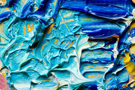 Oil paints mixed on canvas, artist's palette, material texture, studio shot, colorful abstract art...