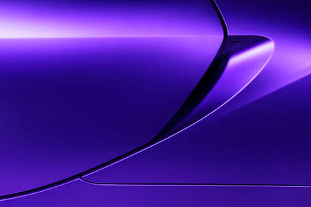 Bodywork of lilac sedan, surface of sport car door and handle in ultramodern style, detail of concept racing vehicleの写真素材