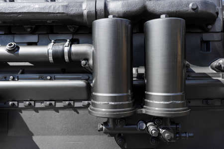 Detail of engine for construction machines such as bulldozer, tractor, excavator, loader, truck and other, heavy industry, abstractionの写真素材